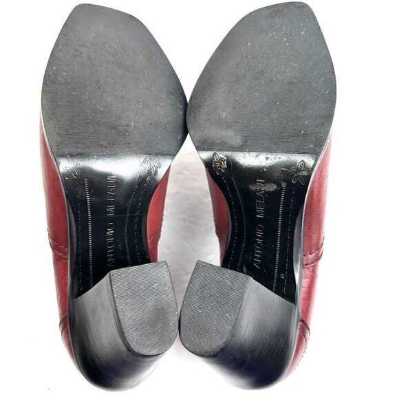 Antonio Melani Shoe Boot 6.5 Red Leather Tooled Western Bootie Heel Womens - Picture 9 of 12